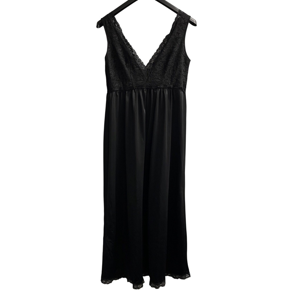 Vintage Snowdon Y2K Dress Womens Black Sheer Nylon Lace Babydoll Maxi Whimsigoth